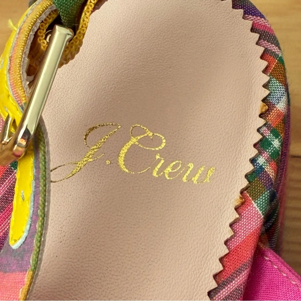 J. Crew Twisted Knot Penny Plaid Chunky Heeled Sandals Size 6